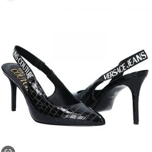 Versace Jeans Couture Fondo Scarlett Cocco sling back heels 38 black